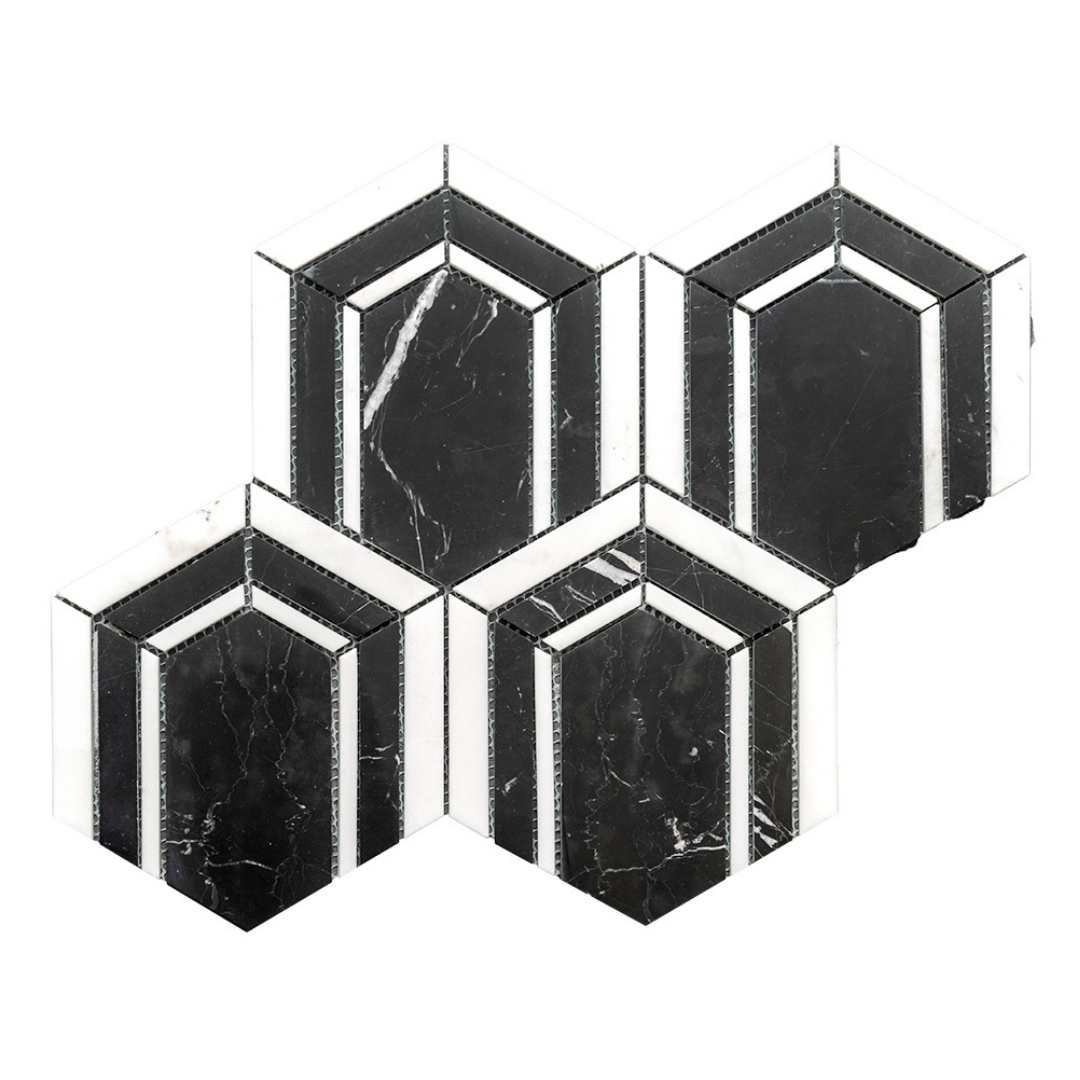 Argos Peak Hexagon Nero Marble 0.83sf/sh