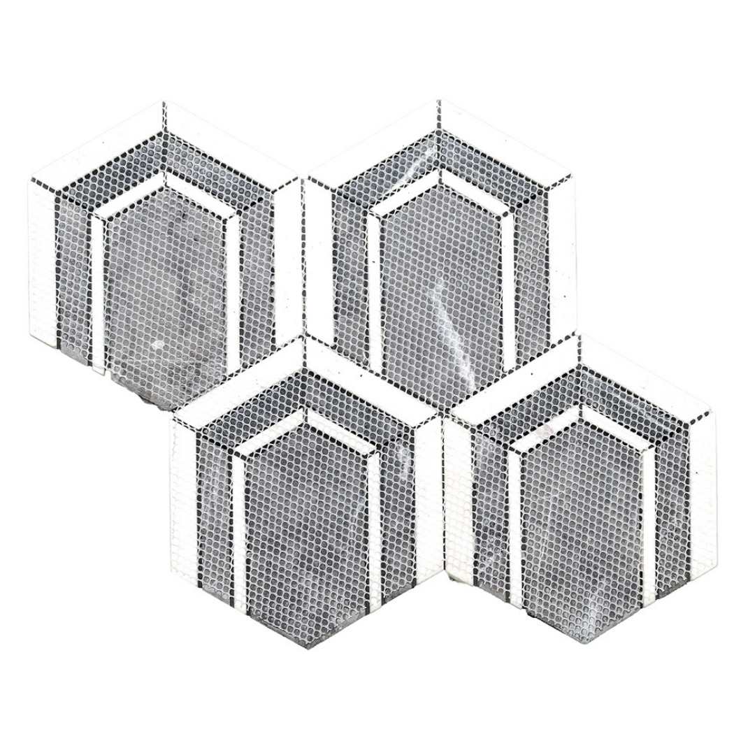 Argos Peak Hexagon Nero Marble 0.83sf/sh
