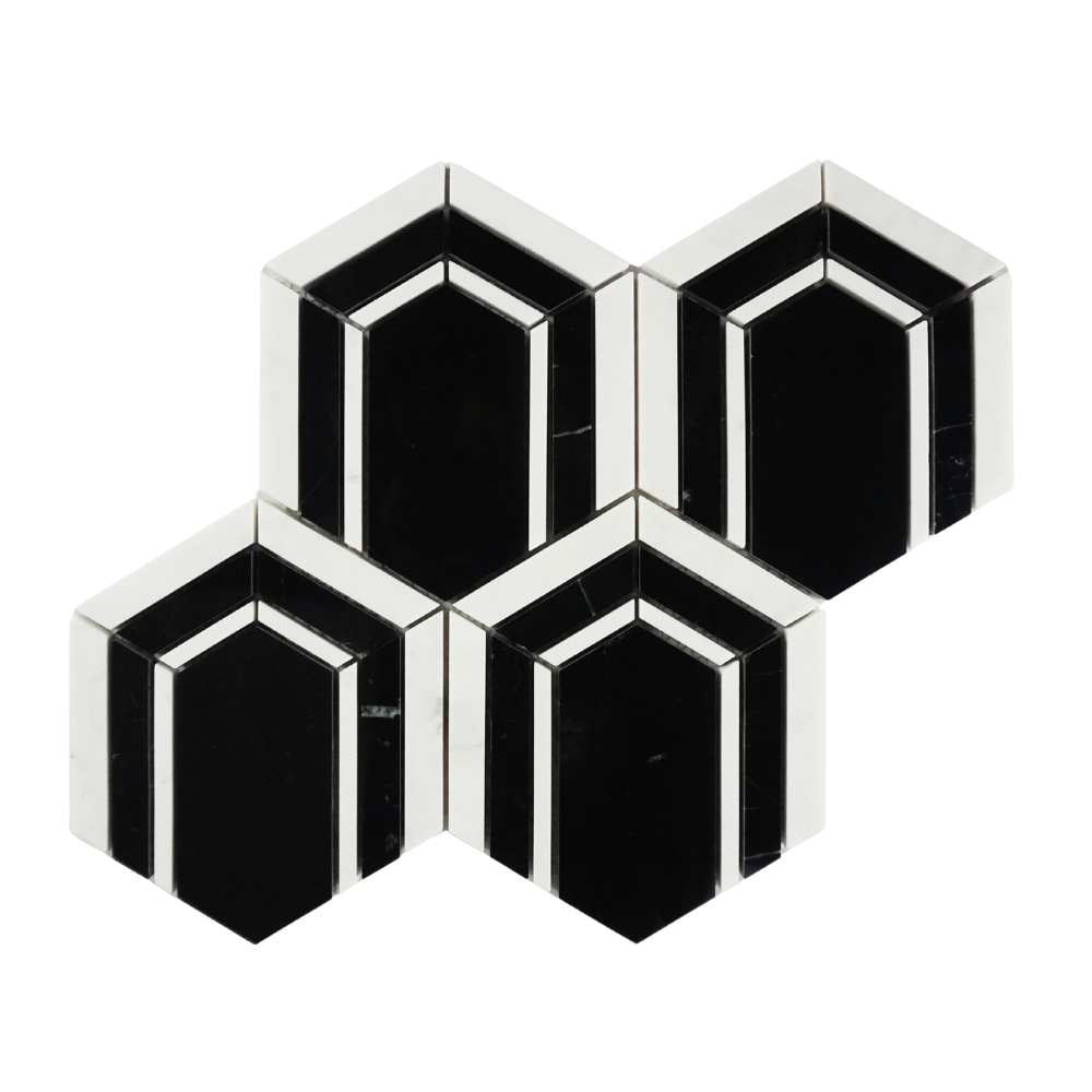 Argos Peak Hexagon Nero Marble 0.83sf/sh