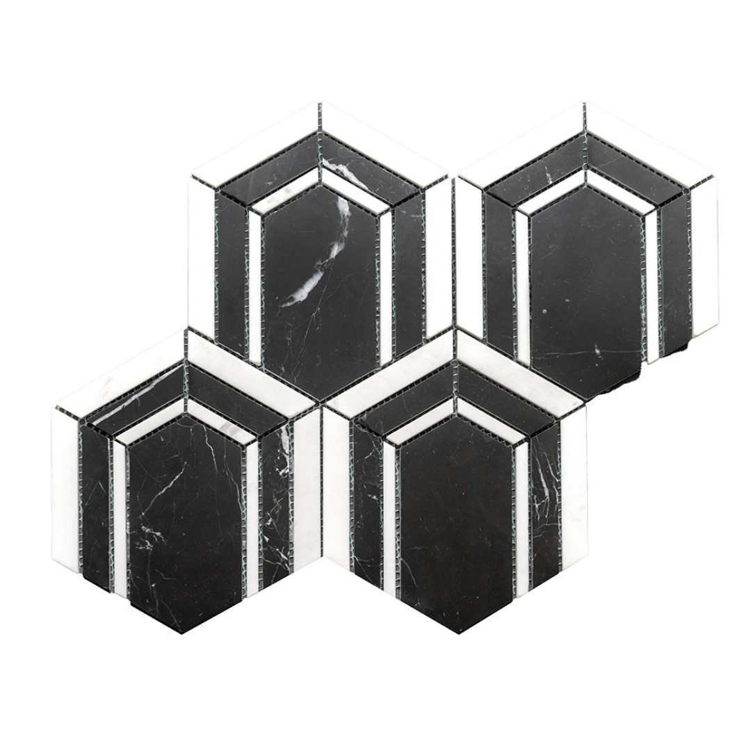 Argos Peak Hexagon Nero Marble 0.83sf/sh