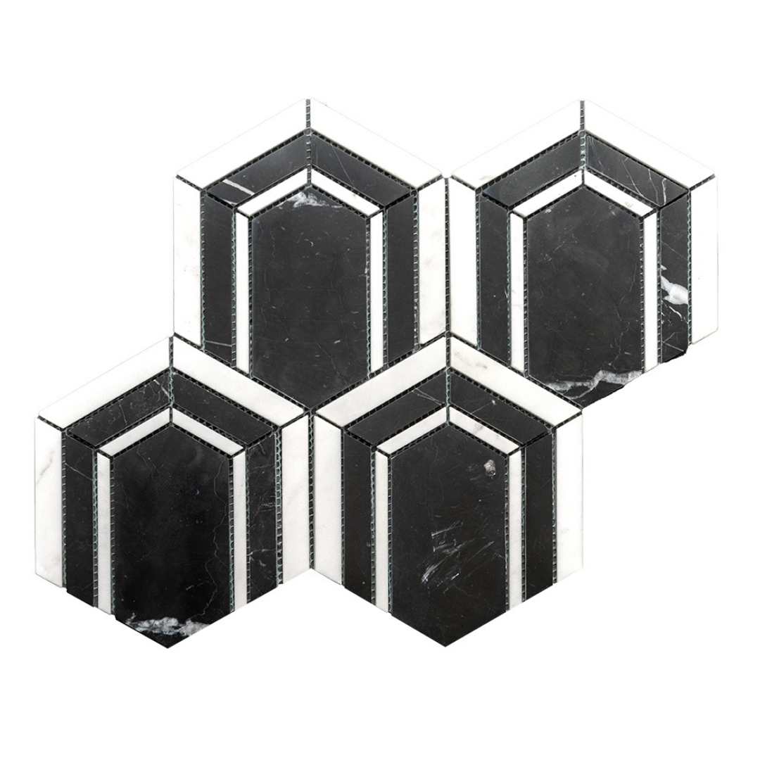 Argos Peak Hexagon Nero Marble 0.83sf/sh