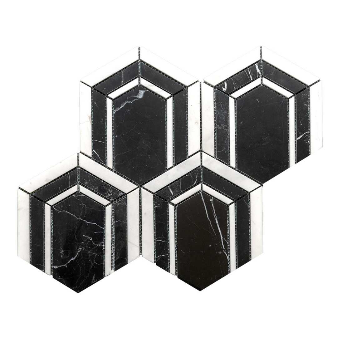 Argos Peak Hexagon Nero Marble 0.83sf/sh