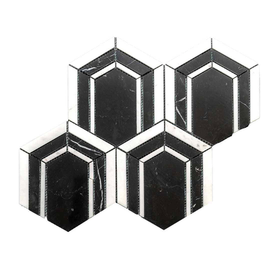 Argos Peak Hexagon Nero Marble 0.83sf/sh