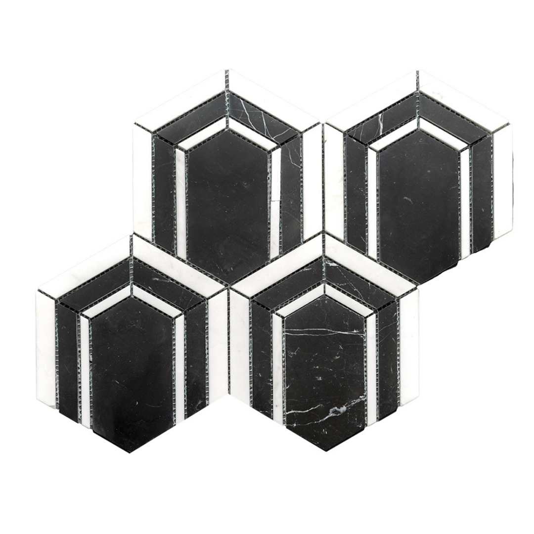 Argos Peak Hexagon Nero Marble 0.83sf/sh