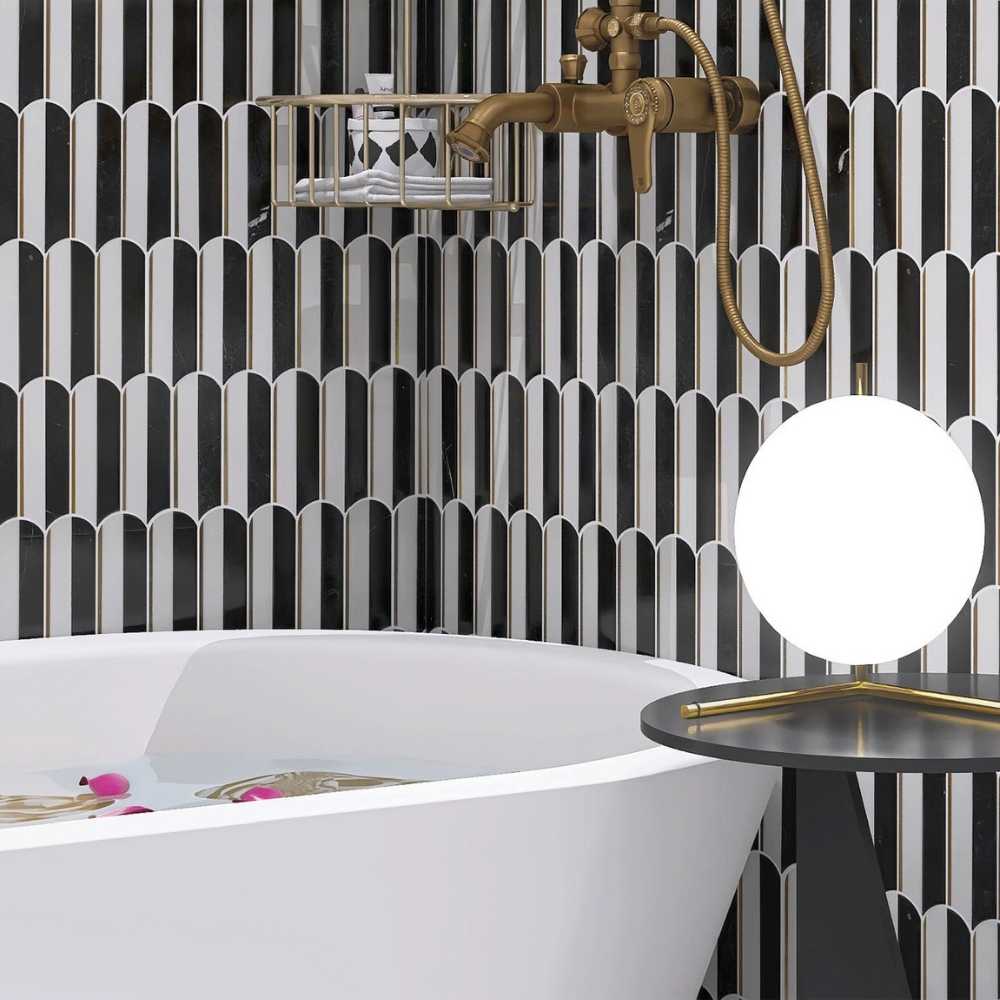Mad Decade 12" x 12" Marble Mosaic Wall & Floor Tile