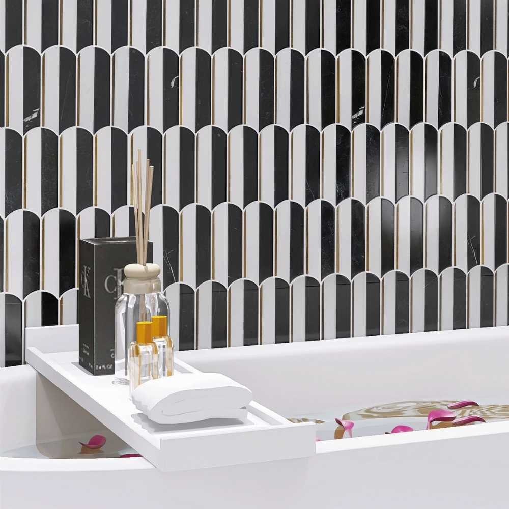 Mad Decade 12" x 12" Marble Mosaic Wall & Floor Tile