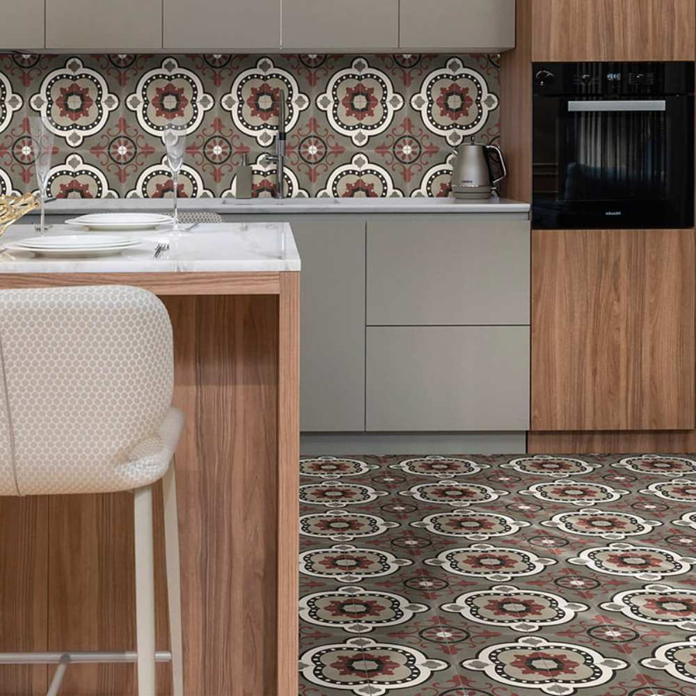 Art Deco 8" x 8" Porcelain Wall & Floor Tile