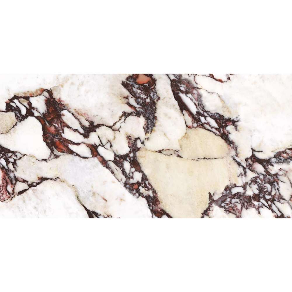 Cala Rosso 24" x 48" Glossy Porcelain Marble Look Wall & Floor Tile