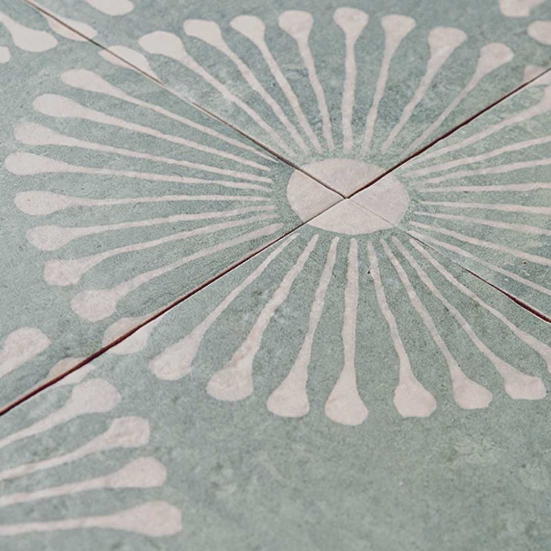 Amanecer 8" x 8" Satin Porcelain Patterned Floor & Wall Tile