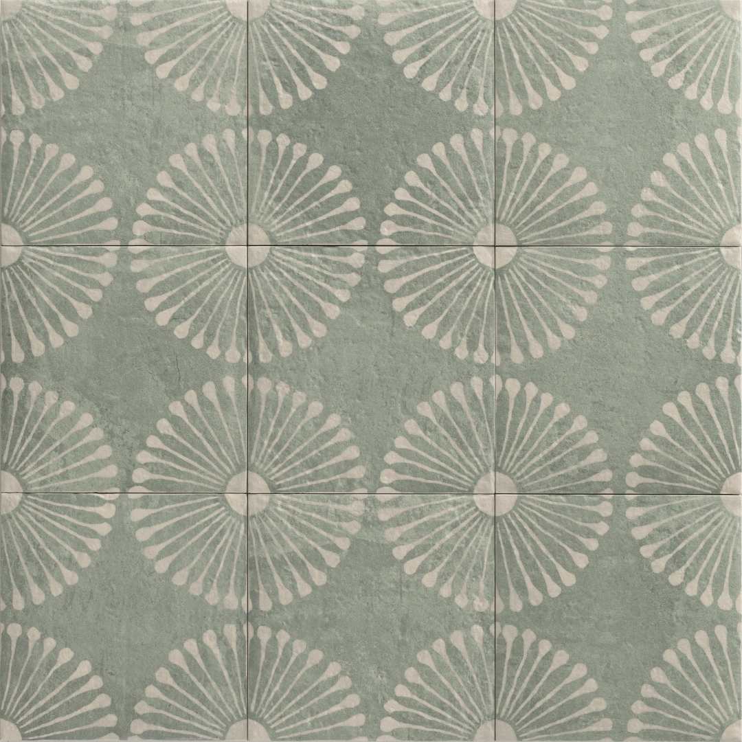 Amanecer 8" x 8" Satin Porcelain Patterned Floor & Wall Tile