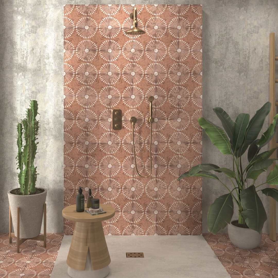 Amanecer 8" x 8" Satin Porcelain Patterned Floor & Wall Tile
