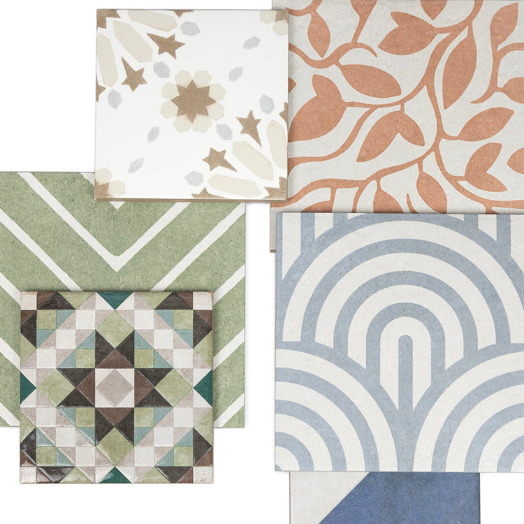Patterned ceramic and porcelain tiles – vintage and modern geometric designs for bathrooms, kitchens, and feature walls