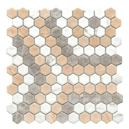 Eterna Hex 1" x 1" Blend Pattern Glass Matte Mosaic