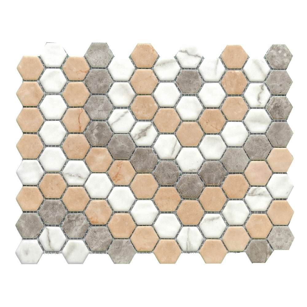 Eterna Hex 1" x 1" Blend Pattern Glass Matte Mosaic