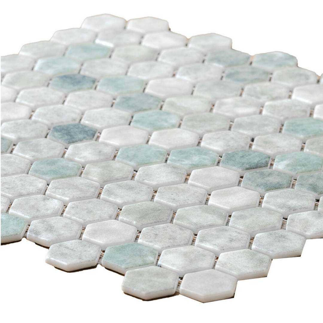 Eterna Hex 1" x 1" Shabby Green Glass Matte Mosaic