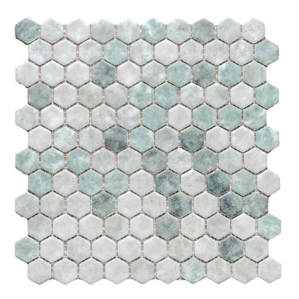 Eterna Hex 1" x 1" Shabby Green Glass Matte Mosaic