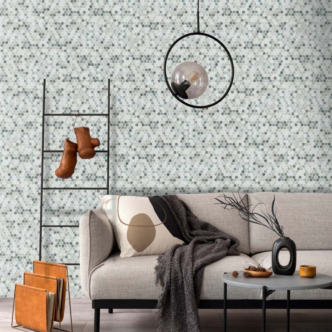 Eterna Hex 1" x 1" Shabby Green Glass Matte Mosaic