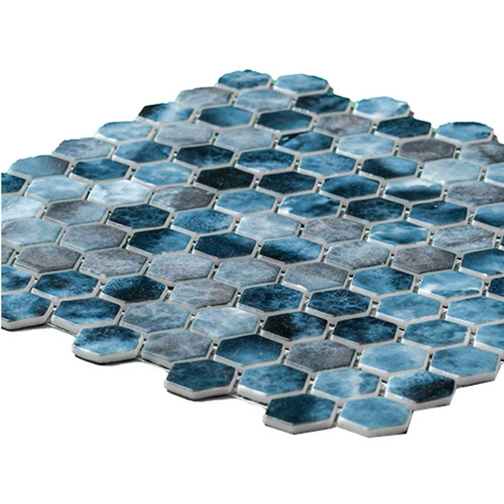 Eterna Hex 1" x 1" Onice Blue Glass Matte Mosaic