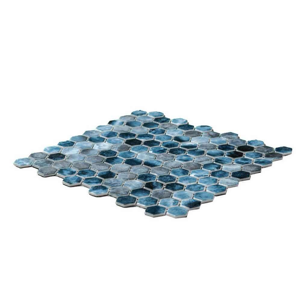 Eterna Hex 1" x 1" Onice Blue Glass Matte Mosaic