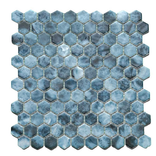 Eterna Hex 1" x 1" Onice Blue Glass Matte Mosaic