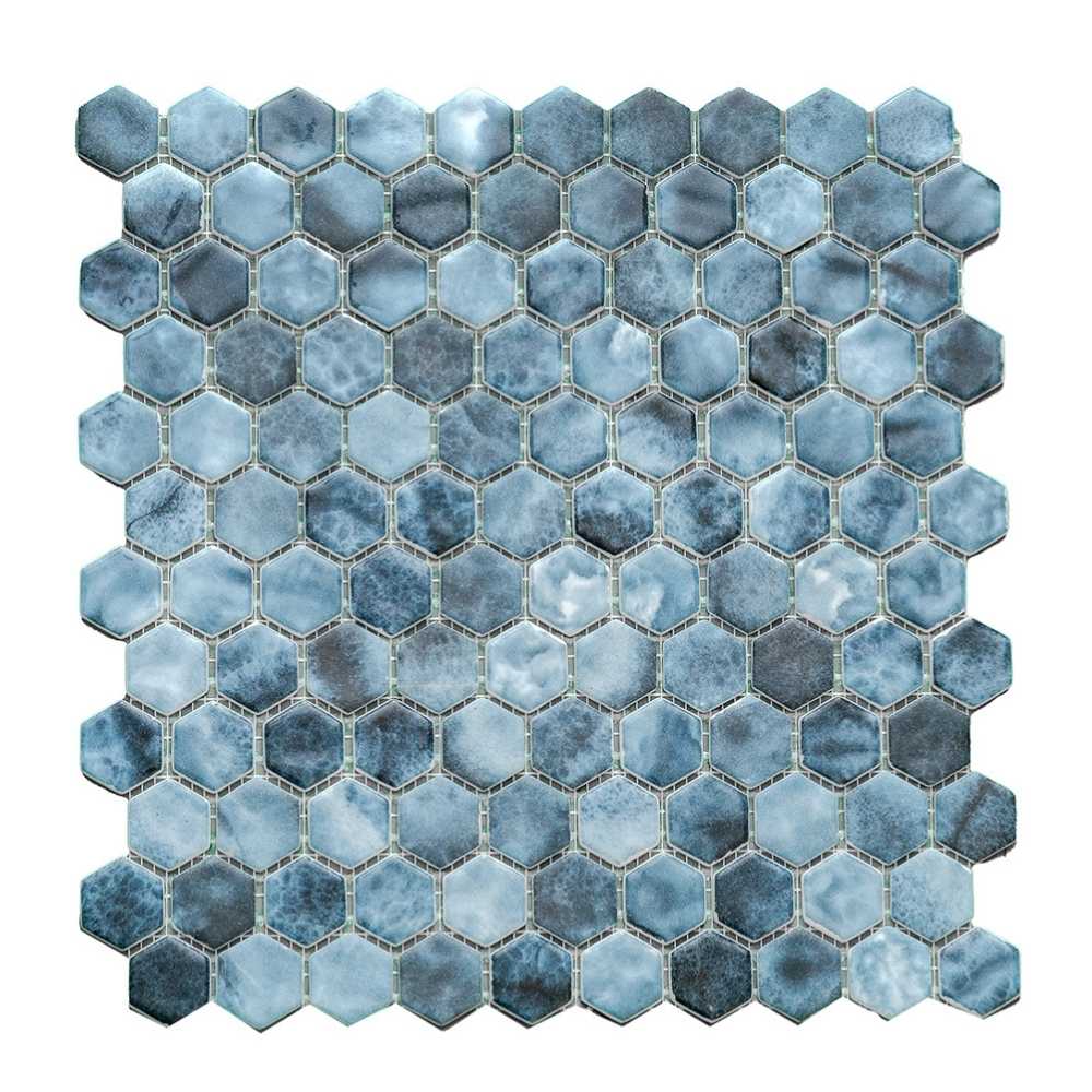 Eterna Hex 1" x 1" Onice Blue Glass Matte Mosaic