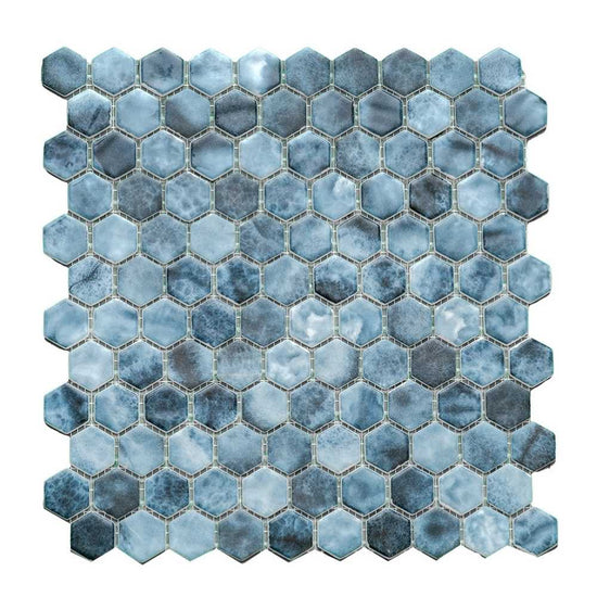 Eterna Hex 1" x 1" Onice Blue Glass Matte Mosaic