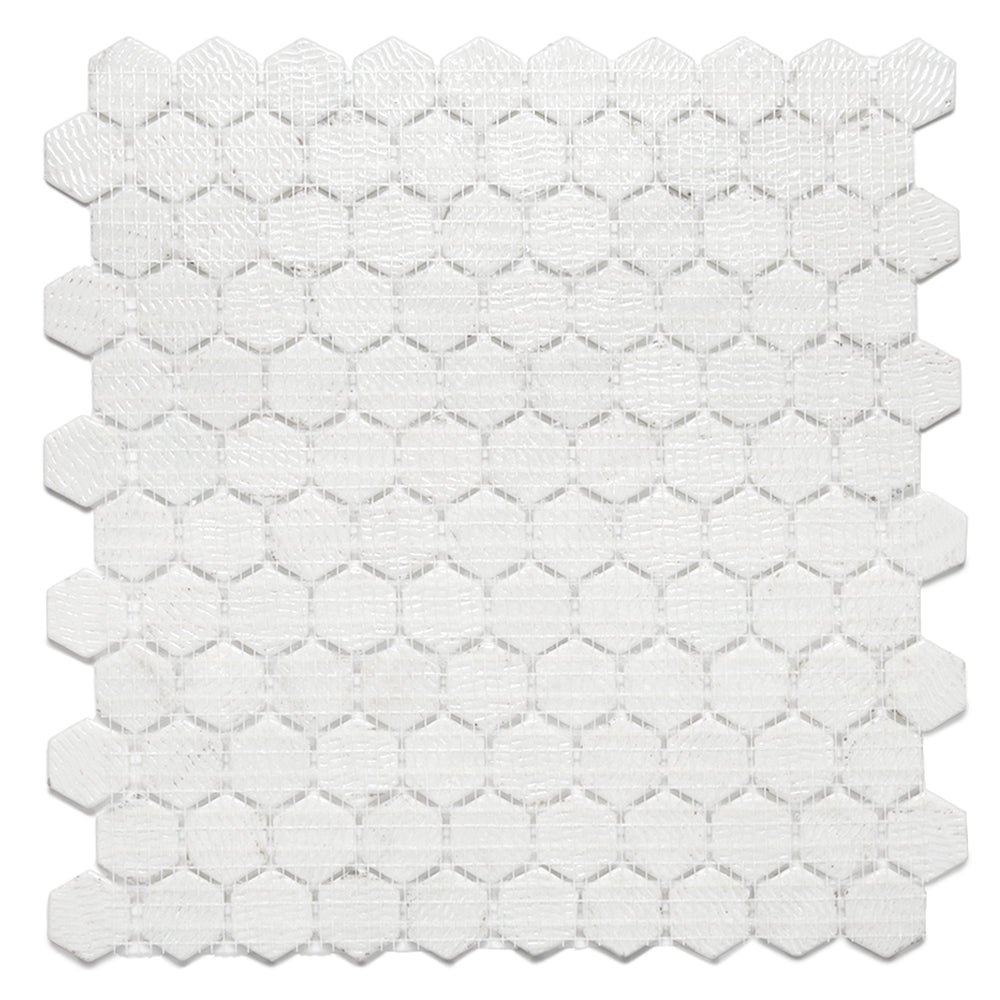 Eterna Hex 1" x 1" Luna Beige Glass Matte Mosaic