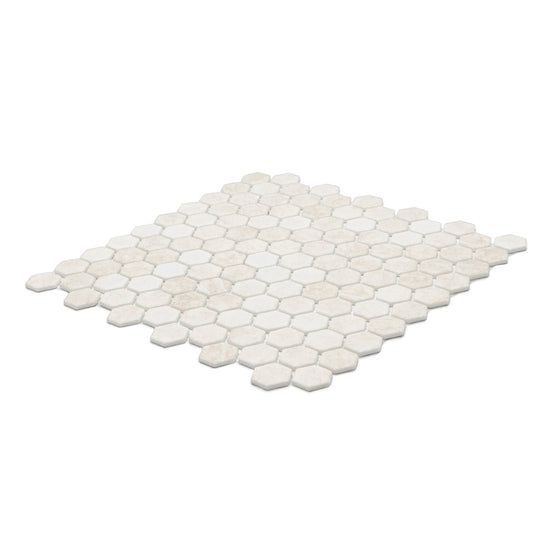 Eterna Hex 1" x 1" Luna Beige Glass Matte Mosaic