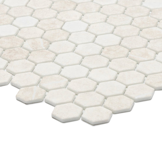 Eterna Hex 1" x 1" Luna Beige Glass Matte Mosaic
