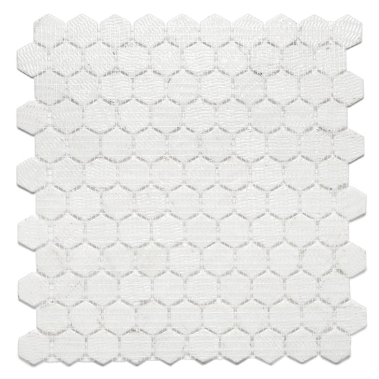 Eterna Hex 1" x 1" Luna Light Grey Glass Matte Mosaic