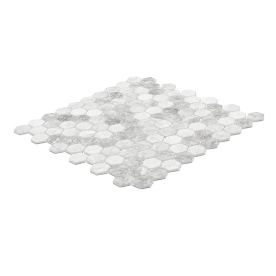 Eterna Hex 1" x 1" Luna Light Grey Glass Matte Mosaic