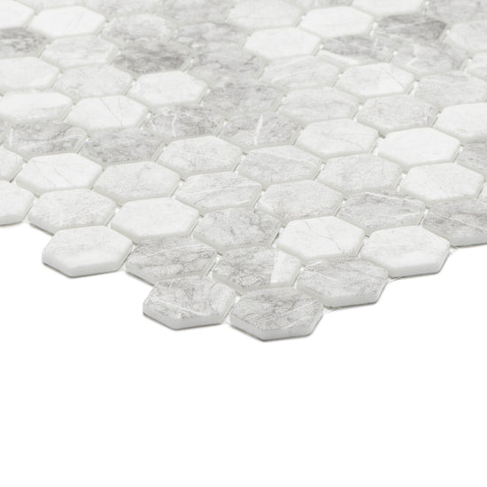 Eterna Hex 1" x 1" Luna Light Grey Glass Matte Mosaic
