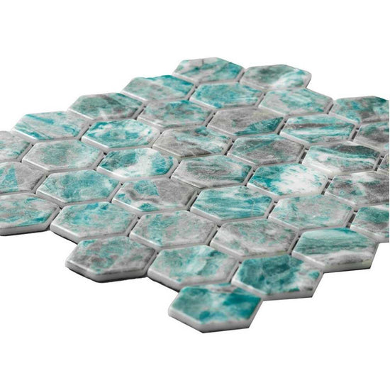 Eterna Hex 2" x 2" Beryl Glass Satin Mosaic
