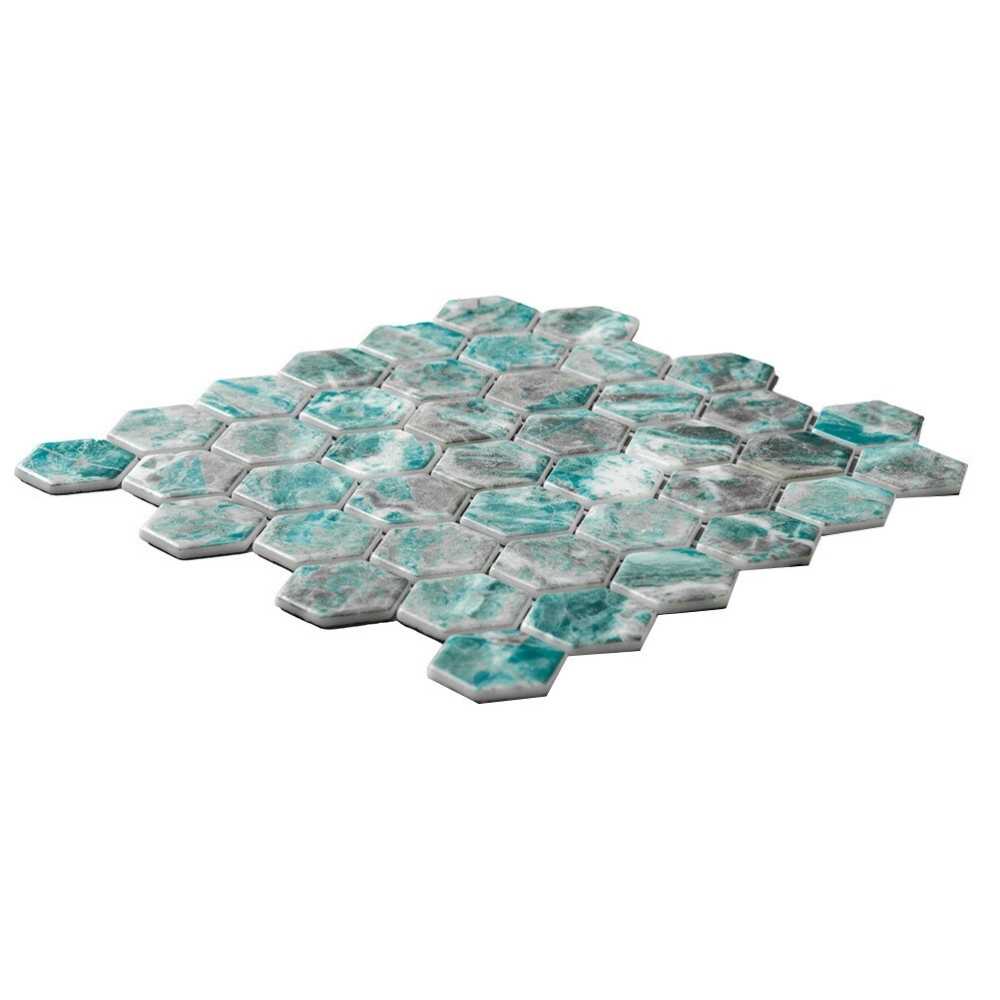 Eterna Hex 2" x 2" Beryl Glass Satin Mosaic