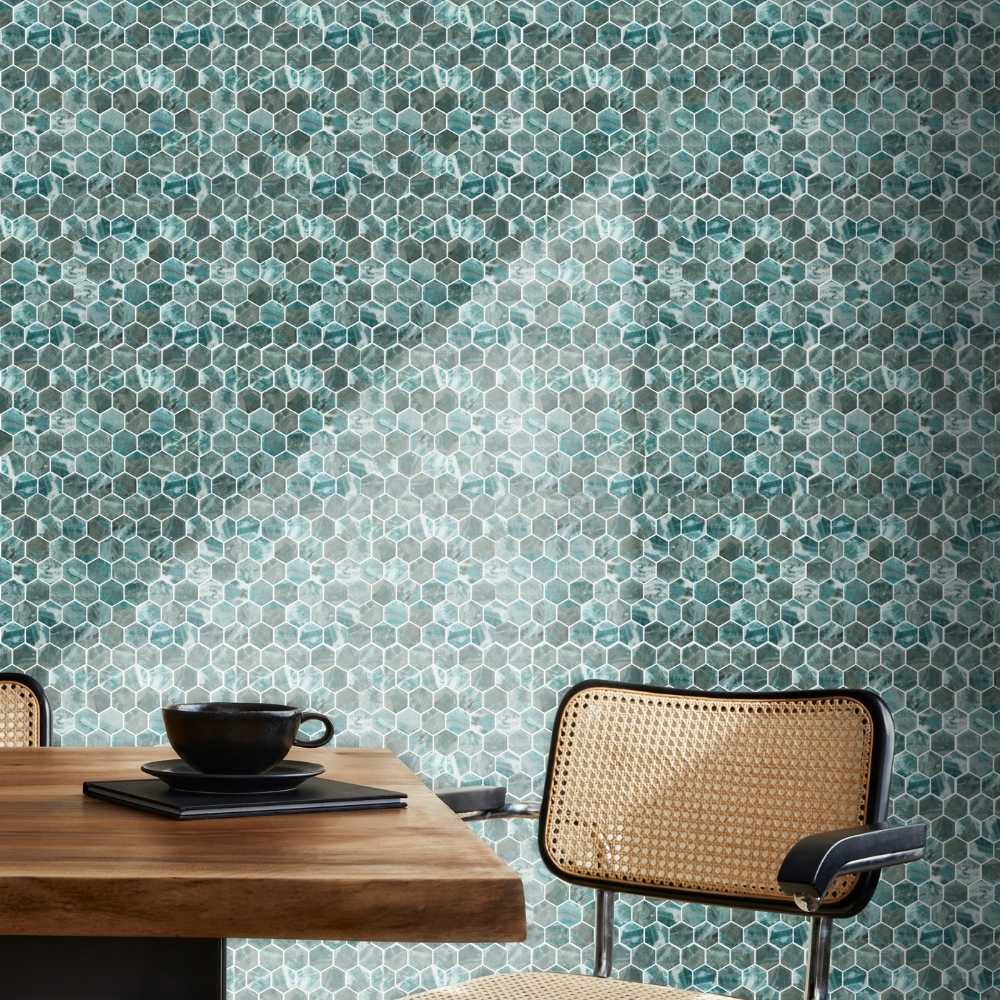Eterna Hex 2" x 2" Beryl Glass Satin Mosaic