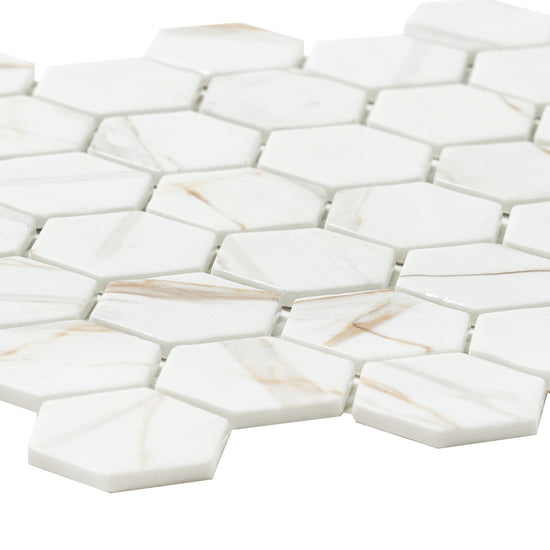 Eterna Big Hex 2"x2" Fosco Argent Recycled Glass Matte Mosaic