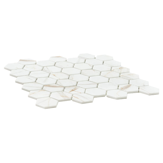 Eterna Big Hex 2"x2" Fosco Argent Recycled Glass Matte Mosaic