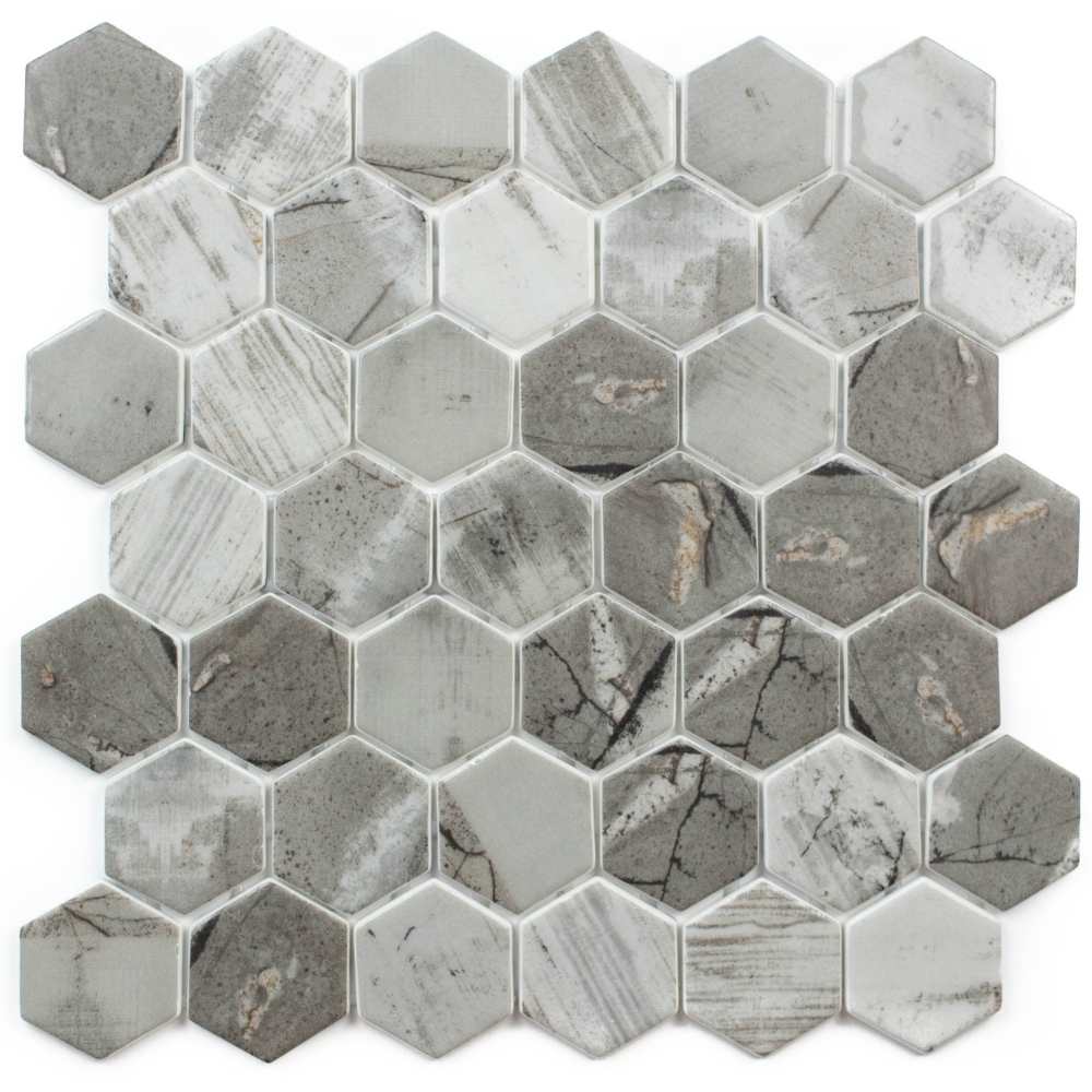 Eterna Hex 2" x 2" Denver Recycled Glass Matte Mosaic