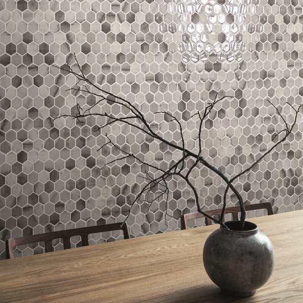 Eterna Hex 2" x 2" Denver Recycled Glass Matte Mosaic