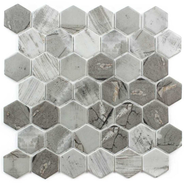 Eterna Hex 2" x 2" Denver Recycled Glass Matte Mosaic