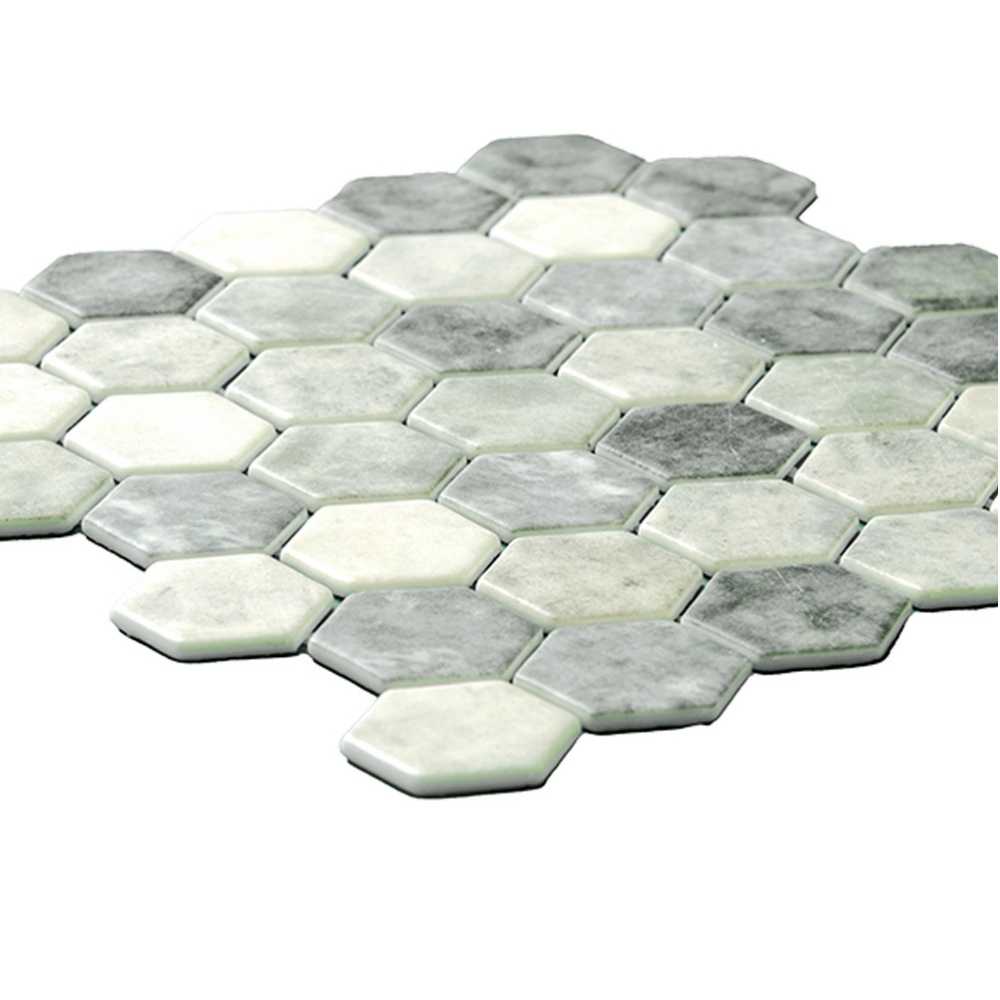 Eterna Hex 2" x 2" Shabby Green Glass Satin Mosaic