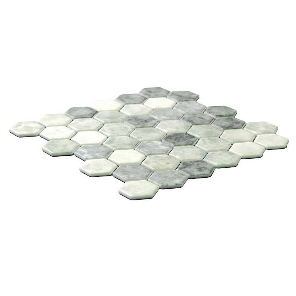 Eterna Hex 2" x 2" Shabby Green Glass Satin Mosaic