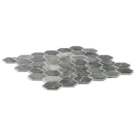 Eterna Big Hex 2"x2" Fosco Argent Recycled Glass Matte Mosaic
