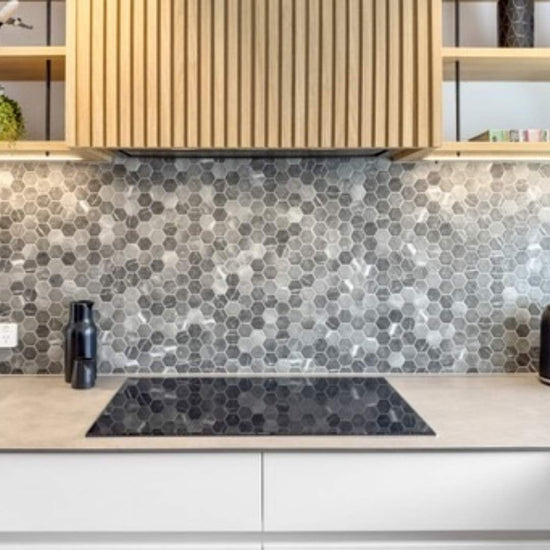 Eterna Big Hex 2"x2" Fosco Argent Recycled Glass Matte Mosaic