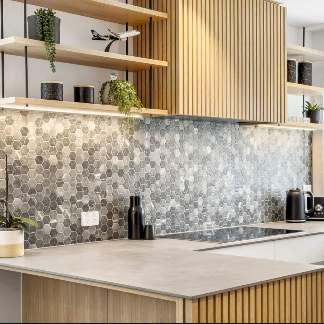 Eterna Big Hex 2" x 2" Grafito Recycled Glass Matte Mosaic