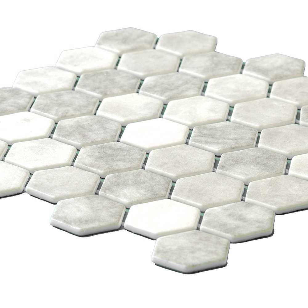 Eterna Hex 2" x 2" Shabby Grey Glass Satin Mosaic