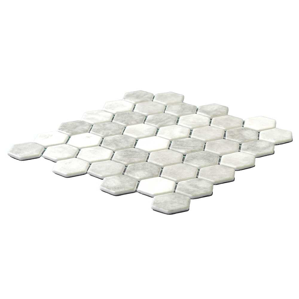 Eterna Hex 2" x 2" Shabby Grey Glass Satin Mosaic