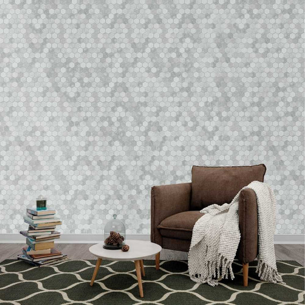 Eterna Hex 2" x 2" Shabby Grey Glass Satin Mosaic