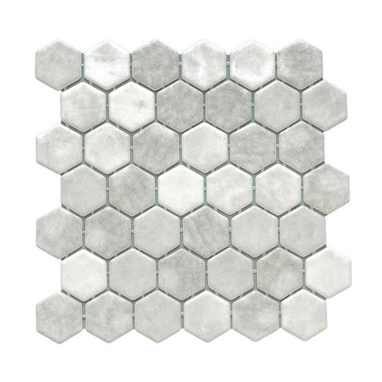 Eterna Hex 2" x 2" Shabby Grey Glass Satin Mosaic
