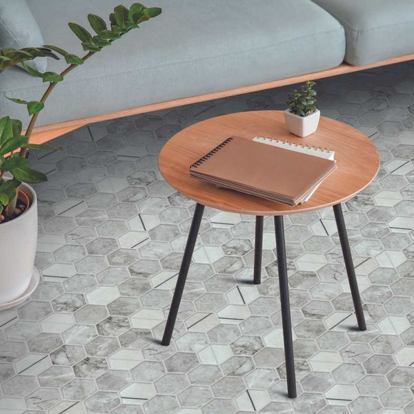 Eterna Hex 2" x 2" Lineas Gris Recycled Glass Matte Mosaic